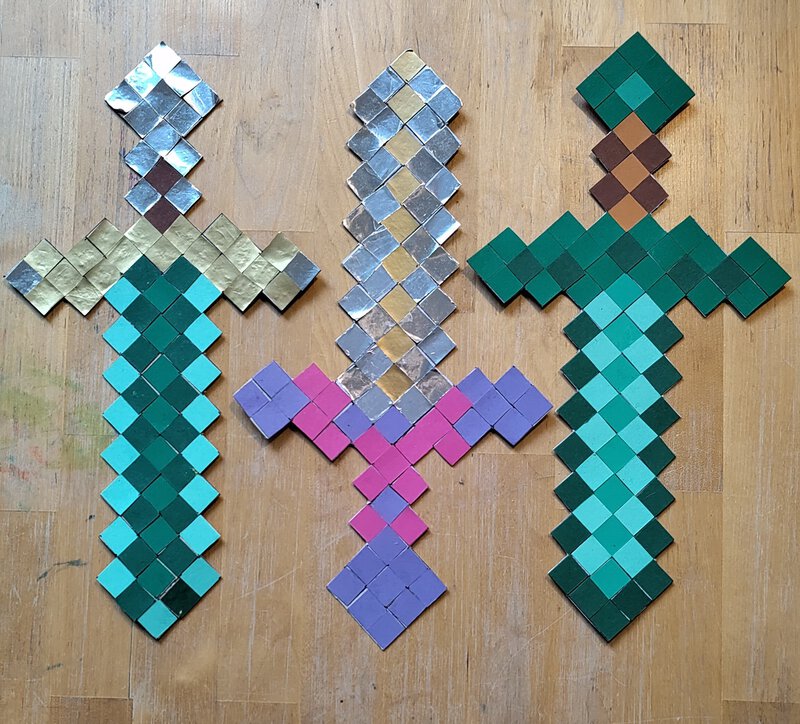 Pixel-Schwerter basteln