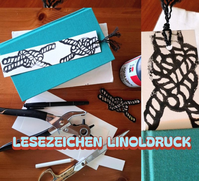 Lesezeichen mit Linoldruck