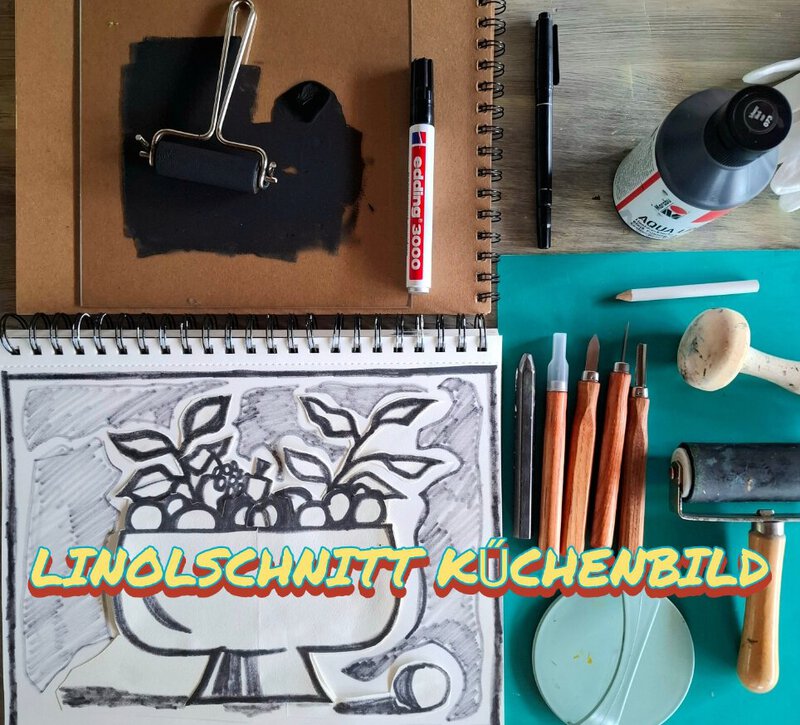 Linolschnitt Küchenbild