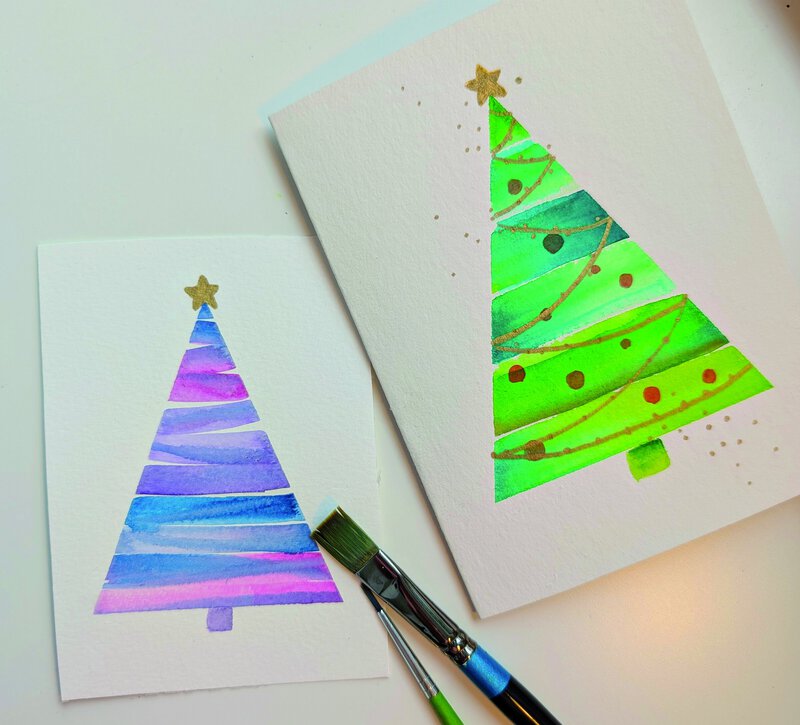 Aquarell-Weihnachtskarten